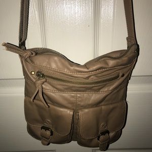 Tan leather crossbody purse